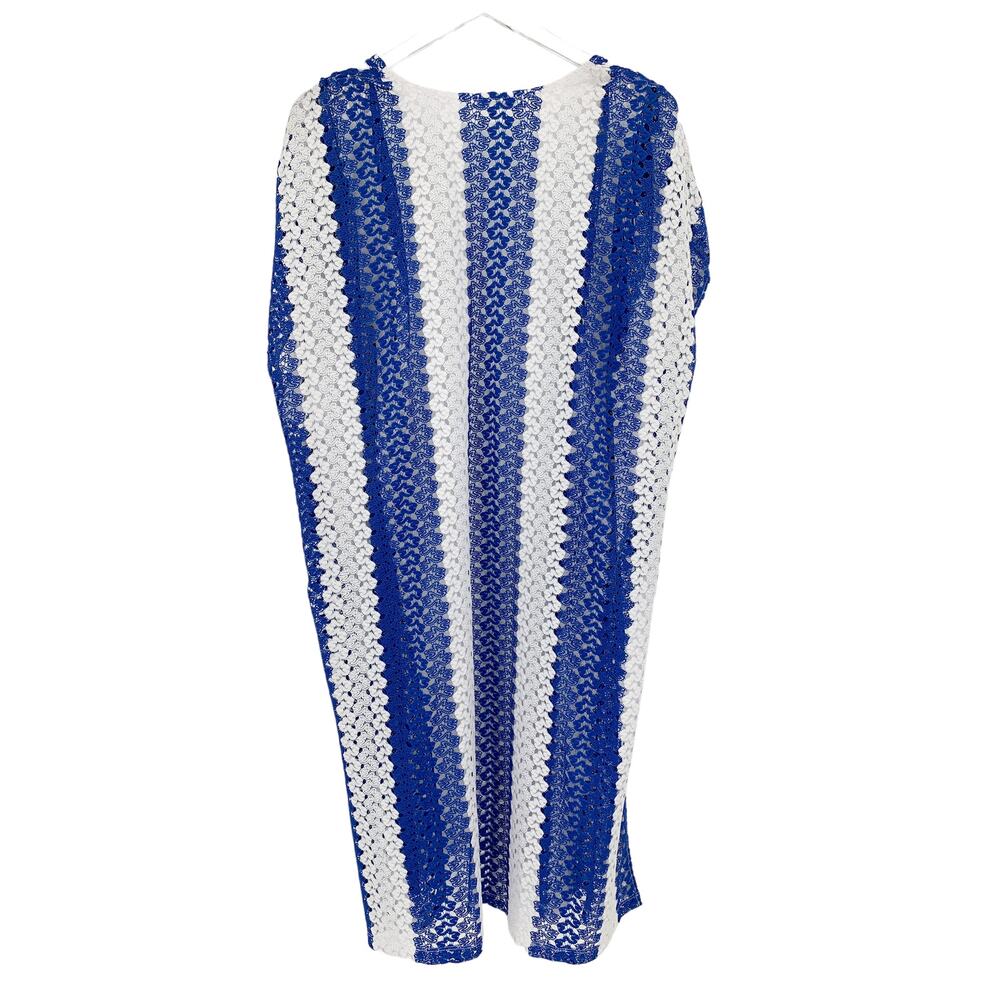 FORTUNE Swimwear Cover Up One Size Ruched Shoulder Midi Kimono Blue - Picture 6 of 7